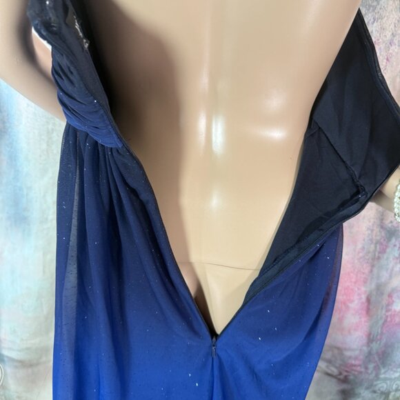 📌Xscape Sequin & Beaded One Shoulder Blue - Black Ombre Formal - Ball Dress - Picture 10 of 16